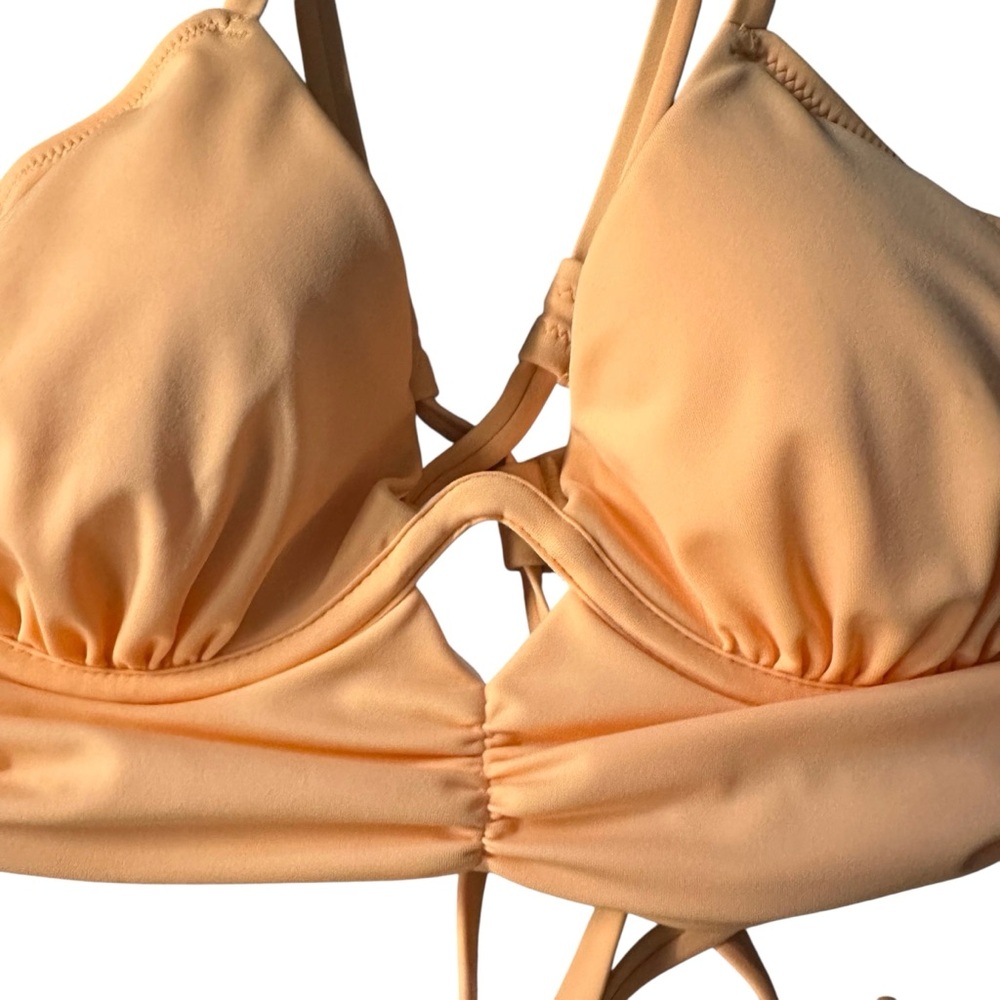 NWT Shade & Shore Orange Longline Shirred Keyhole Underwire Bikini Top - 34D - Picture 5 of 13